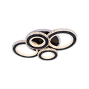 Lustra LED cu telecomanda si cristal NOVA ROTONDA RGB 68W, 4 Cercuri, lumina Rece/Calda/Neutra, Dimabila, Negru