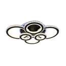 Lustra LED cu telecomanda si cristal NOVA ROTONDA RGB 145W, 6 Cercuri, lumina Rece/Calda/Neutra, Dimabila, Negru