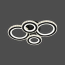 Lustra LED cu telecomanda si cristal NOVA ROTONDA RGB 68W, 4 Cercuri, lumina Rece/Calda/Neutra, Dimabila, Negru