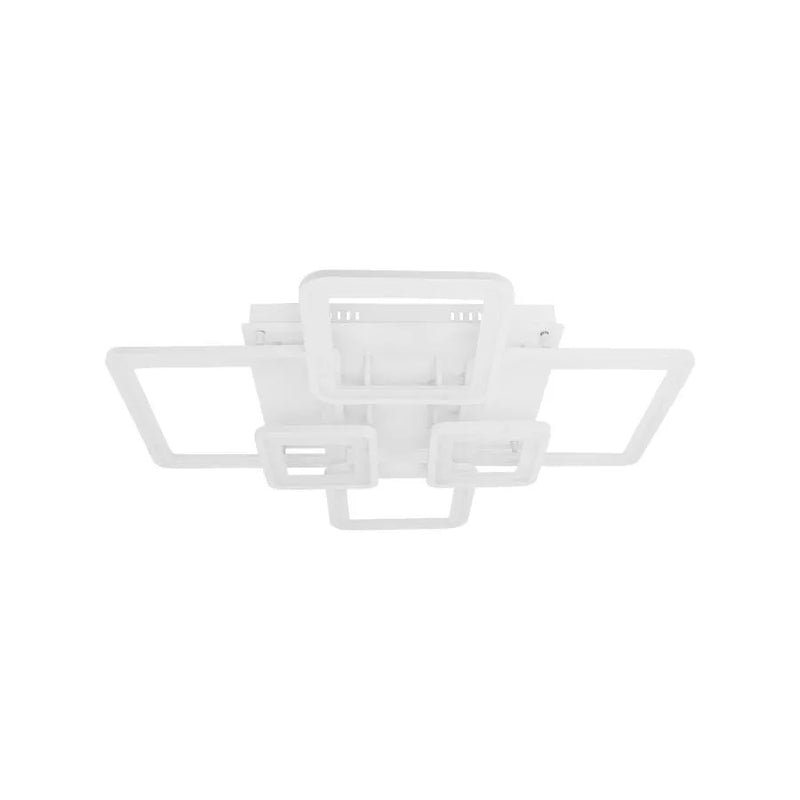 Lustra LED cu Telecomanda, ELLA, 6 Patrate, 114W, Lumina Rece/Calda/Neutra, Dimabila, Alb