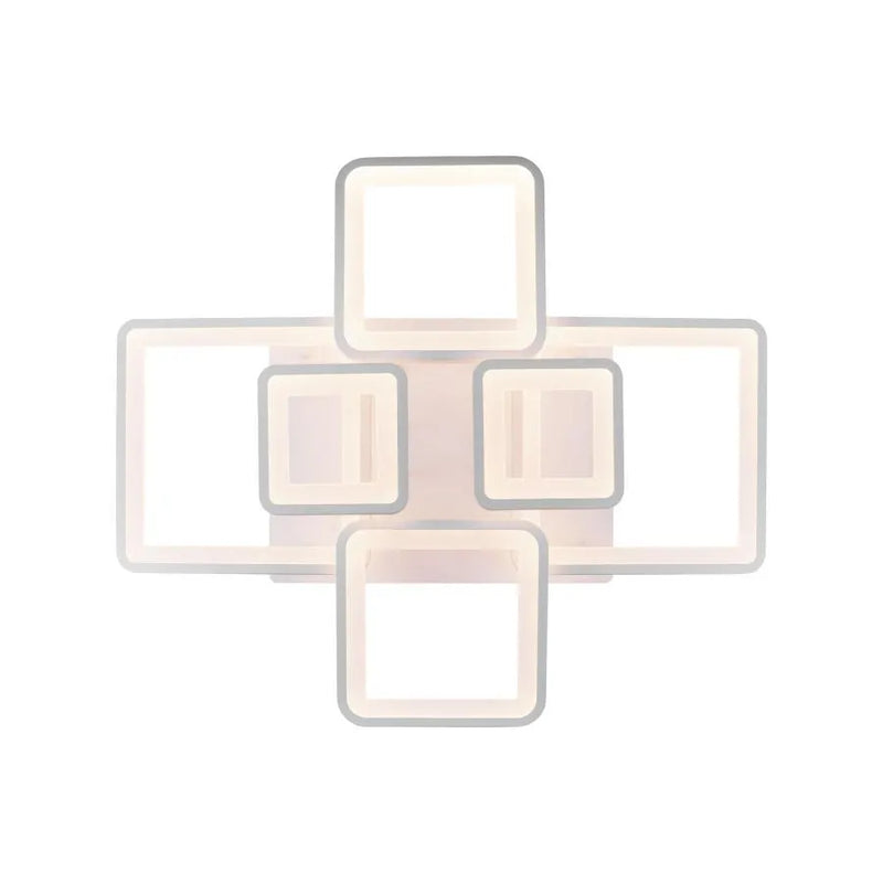 Lustra LED cu Telecomanda, ELLA, 6 Patrate, 114W, Lumina Rece/Calda/Neutra, Dimabila, Alb
