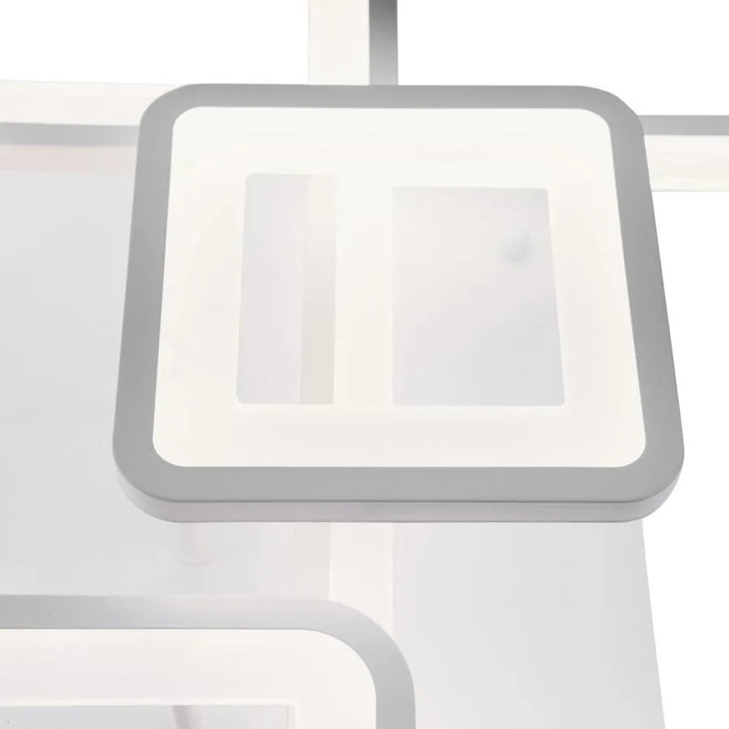 Lustra LED cu Telecomanda, ELLA, 6 Patrate, 114W, Lumina Rece/Calda/Neutra, Dimabila, Alb