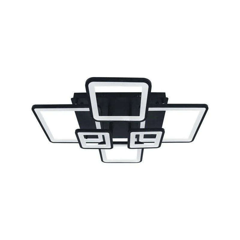 Lustra LED cu telecomanda ELLA 124W, 6 Patrate, lumina Rece/Calda/Neutra, Dimabila, Negru
