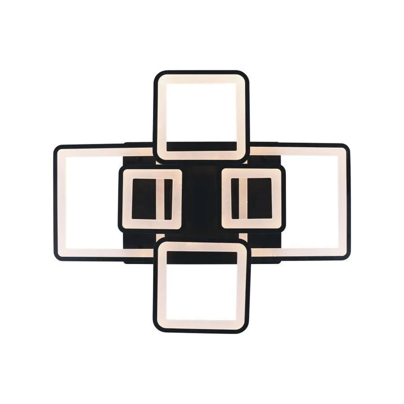 Lustra LED cu telecomanda ELLA 124W, 6 Patrate, lumina Rece/Calda/Neutra, Dimabila, Negru