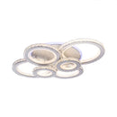 Lustra LED cu telecomanda si cristal NOVA ROTONDA RGB 145W, 6 Cercuri, lumina Rece/Calda/Neutra, Dimabila, Alb