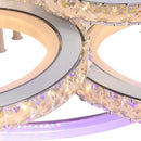 Lustra LED cu telecomanda si cristal NOVA ROTONDA RGB 154W, 6 Cercuri, lumina Rece/Calda/Neutra, Dimabila, Alb