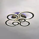 Lustra LED cu telecomanda si cristal MEILI ZAFINA RGB 238W, 6 Cercuri, lumina Rece/Calda/Neutra, Dimabila, Negru