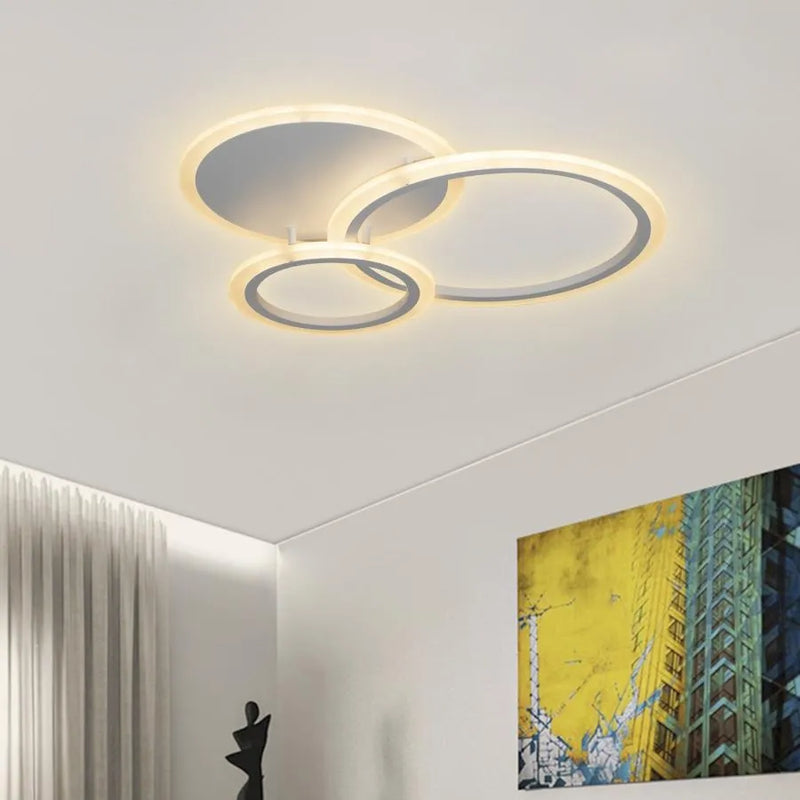 Lustra LED cu telecomanda LUCY 45W, 3 Cercuri, lumina Rece/Calda/Neutra, Dimabila, Alb