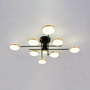 Lustra LED cu telecomanda si cristal MISEL 154W, 9 Elemente, lumina Rece/Calda/Neutra, Dimabila, Negru Auriu