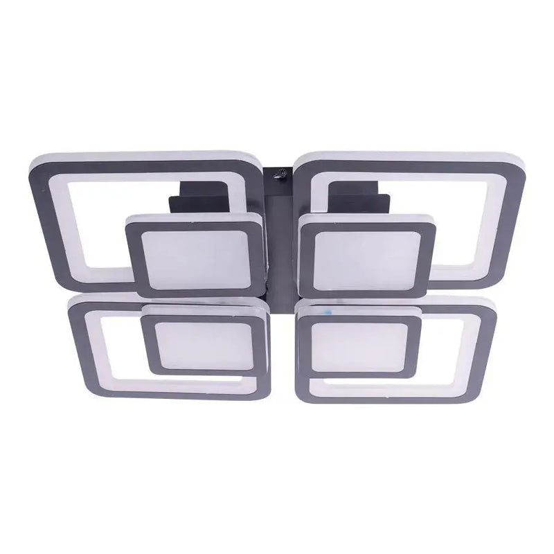 Lustra LED cu telecomanda SUSAN 77W, 4 Patrate, lumina Rece/Calda/Neutra, Dimabila, Negru
