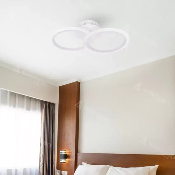 Lustra LED cu telecomanda BETTY 28W, 2 Cercuri, lumina Rece/Calda/Neutra, Dimabila, Alb