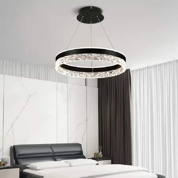 Lustra LED suspendata cu telecomanda BRINDA, 124W, lumina Rece/Calda/Neutra, Dimabila, Negru
