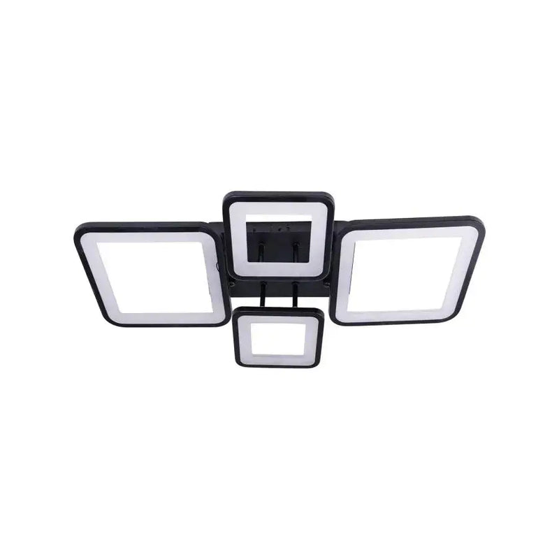 Lustra LED cu telecomanda ELLA 85W, 4 Patrate, lumina Rece/Calda/Neutra, Dimabila, Negru