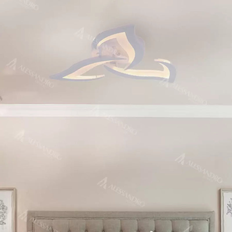 Lustra LED cu telecomanda LOTUS 34W, 3 Petale, lumina Rece/Calda/Neutra, Dimabila, Alb
