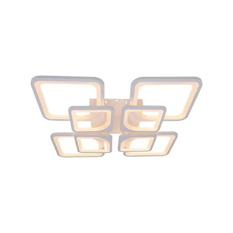 Lustra LED cu telecomanda ZOE 135W, 8 Patrate, lumina Rece/Calda/Neutra, Dimabila, Alb