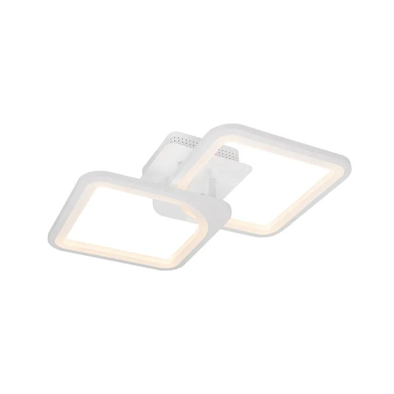 Lustra LED cu telecomanda ZOE 69W, 2 Patrate,  lumina Rece/Calda/Neutra, Dimabila, Alb
