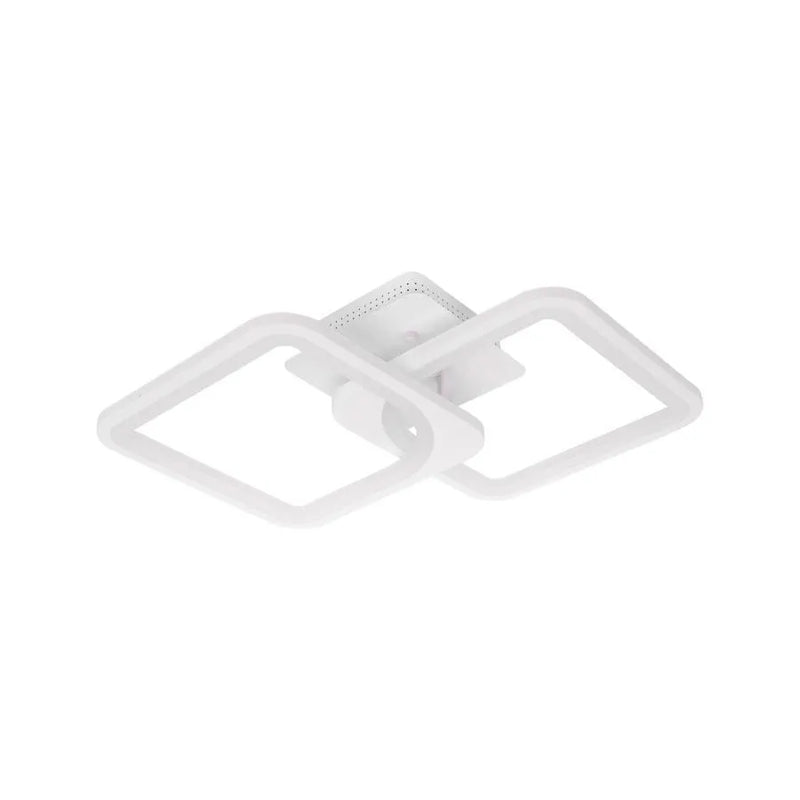 Lustra LED cu telecomanda ZOE 69W, 2 Patrate,  lumina Rece/Calda/Neutra, Dimabila, Alb