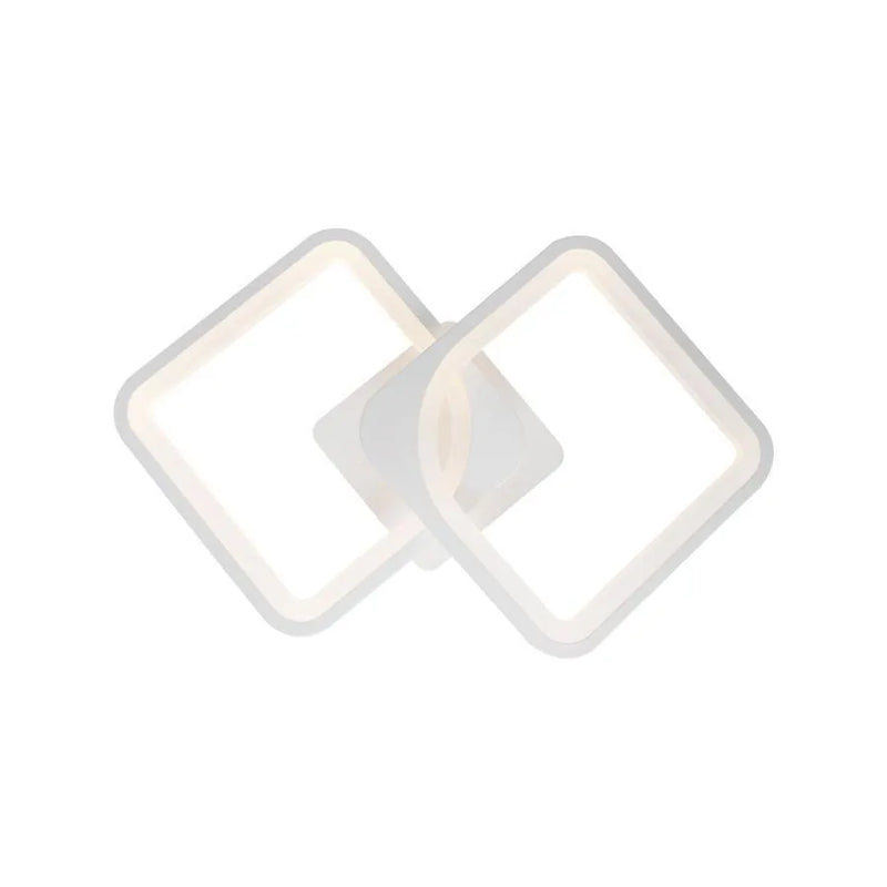 Lustra LED cu telecomanda ZOE 69W, 2 Patrate,  lumina Rece/Calda/Neutra, Dimabila, Alb
