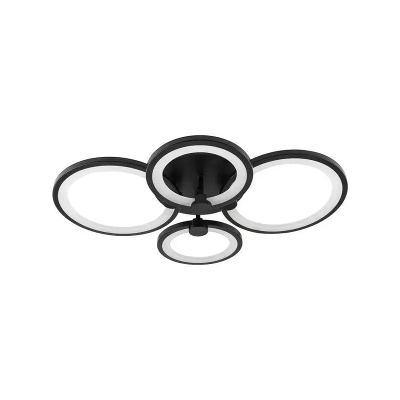 Lustra LED cu telecomanda ALANI 88W, 4 Cercuri, lumina Rece/Calda/Neutra, Dimabila, Negru