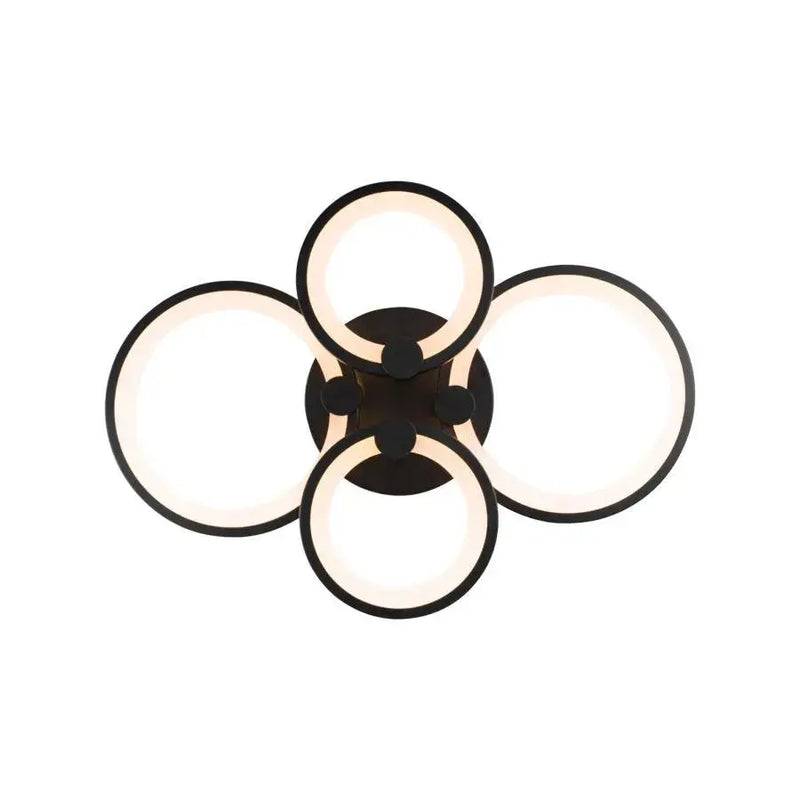 Lustra LED cu telecomanda ALANI 88W, 4 Cercuri, lumina Rece/Calda/Neutra, Dimabila, Negru