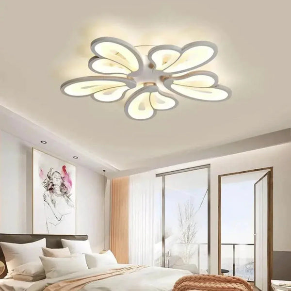 Lustra LED cu telecomanda BLOSSOM 60W, 5 Petale, lumina Rece/Calda/Neutra, Dimabila, Alb