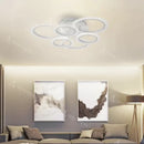 Lustra LED cu telecomanda EVANA 120W, 6 Cercuri, lumina Rece/Calda/Neutra, Dimabila, Alb