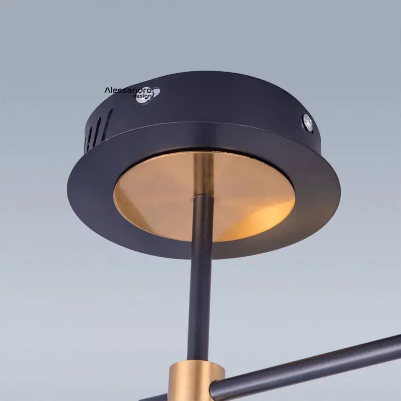 Lustra LED cu telecomanda GRUPCES 110W, 6 Elemente, lumina Rece/Calda/Neutra, Dimabila, Auriu Negru