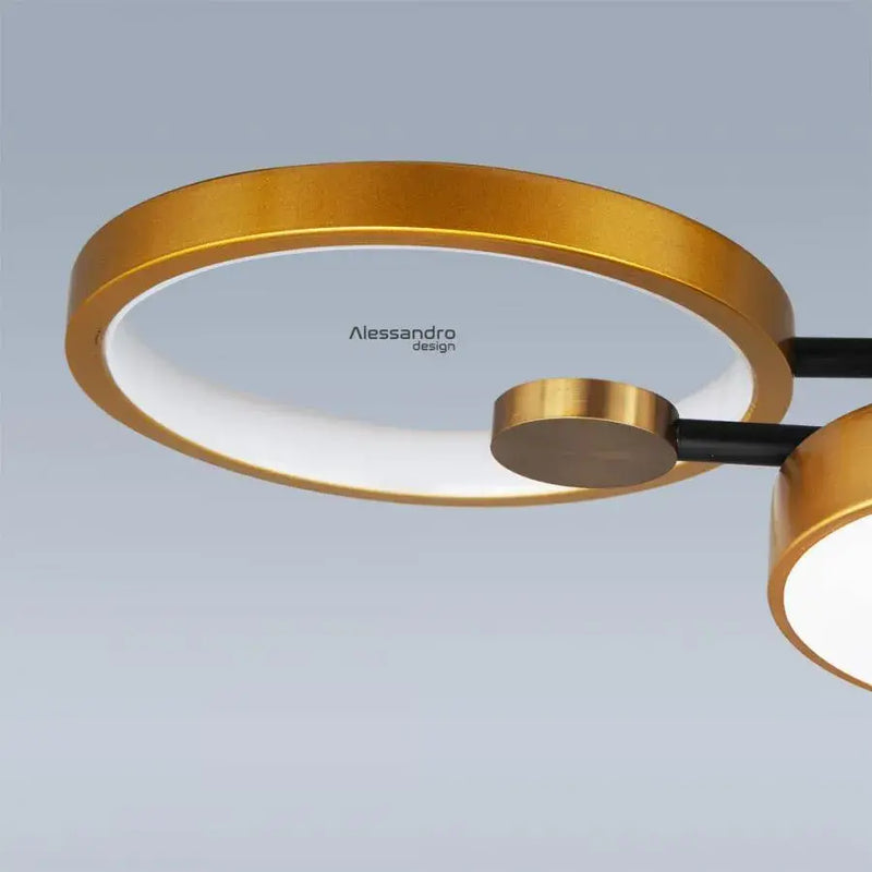 Lustra LED cu telecomanda GRUPCES 152W, 8 Elemente, lumina Rece/Calda/Neutra, Dimabila, Auriu Negru