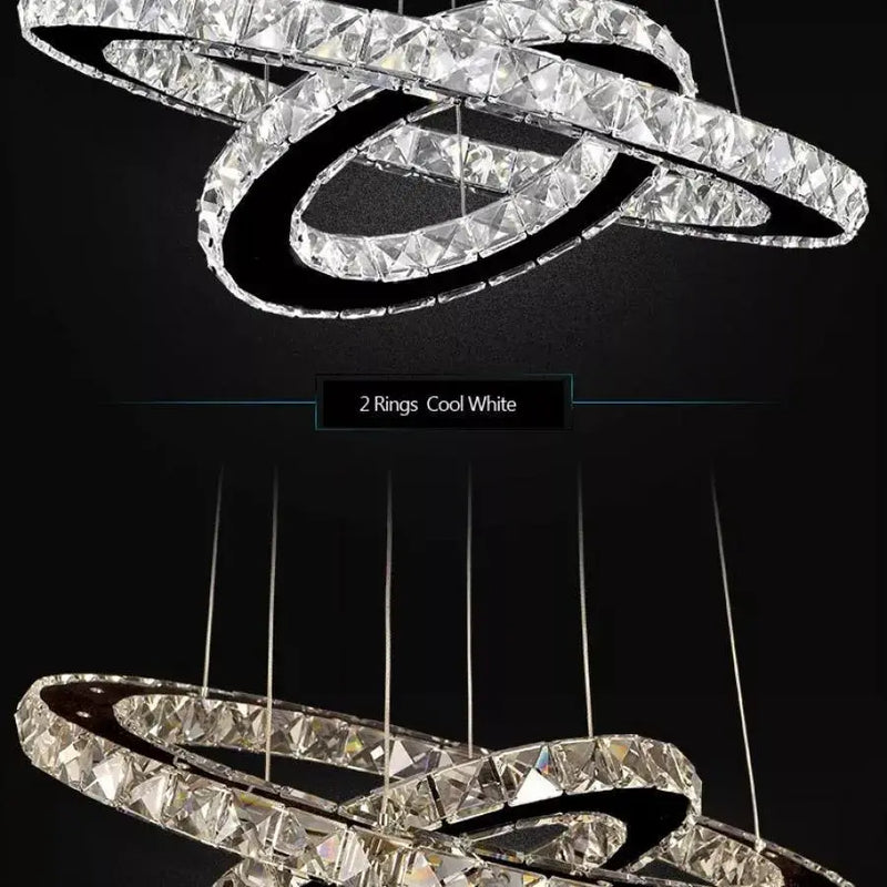Lustra LED cu telecomanda PRISM LUMINIS, 58W, 2 Cercuri, lumina Rece/Calda/Neutra, Dimabila, Argintiu, Inaltime Reglabila