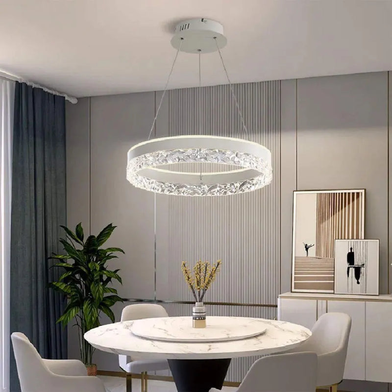 Lustra LED suspendata cu telecomanda BRINDA 124W, lumina Rece/Calda/Neutra, Dimabila, Alb, Inaltime Reglabila