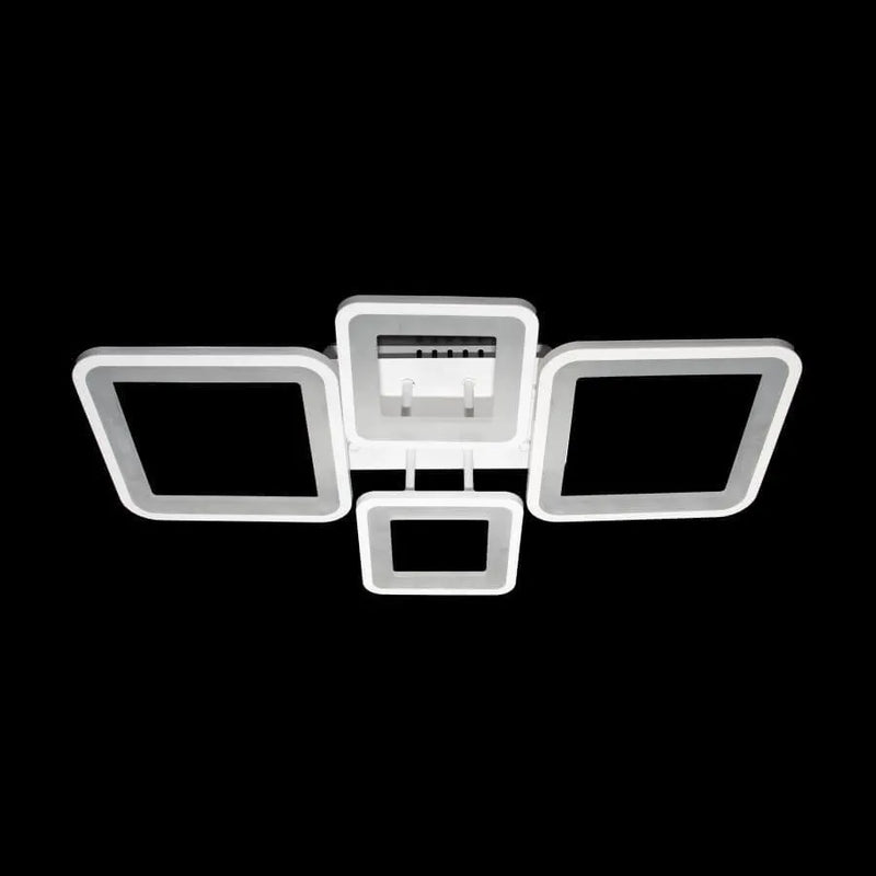 Lustra LED cu Telecomanda, ELLA, 4 Patrate, 88W, Lumina Rece/Calda/Neutra, Dimabila, Alb