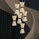 Lustra LED suspendata cu telecomanda JEROME 38W, 6 Elemente, lumina Rece/Calda/Neutra, Dimabila, Auriu, Inaltime Reglabila