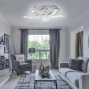 Lustra LED cu telecomanda si cristal Alejandro RGB 88W, 5 Flori, lumina Rece/Calda/Neutra, Dimabila, Crom Lucios