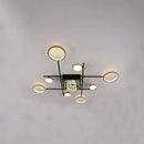Lustra LED cu telecomanda si cristal MISEL 168W, 9 Elemente, lumina Rece/Calda/Neutra, Dimabila, Negru Auriu Lustre LED cu Telecomanda Default Title Alessandro Design