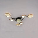 Lustra LED cu telecomanda si cristal MISEL 138W, 7 Elemente, lumina Rece/Calda/Neutra, Dimabila, Negru Auriu Lustre LED cu Telecomanda Default Title Alessandro Design