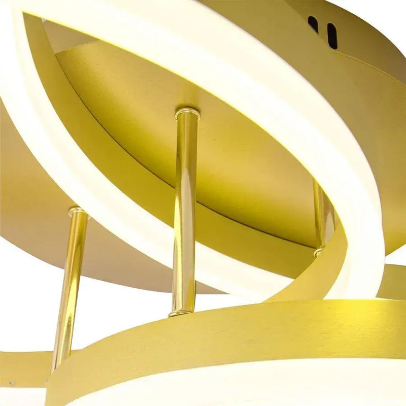Lustra LED cu telecomanda ORION 200W, 3 Cercuri, lumina Rece/Calda/Neutra, Dimabila, Auriu