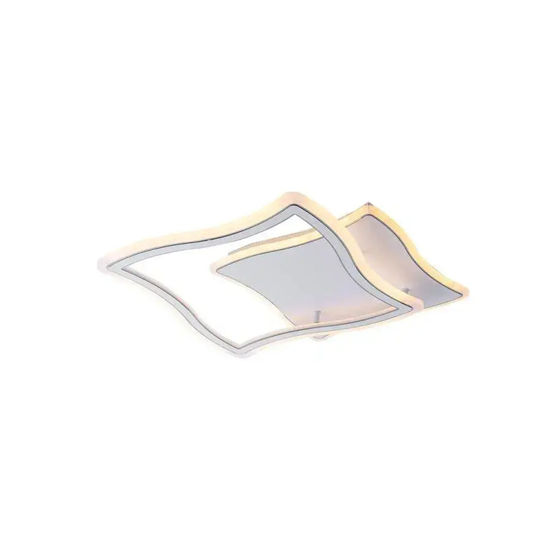 Lustra LED cu telecomanda PANDORA 90W, 2 Patrate, lumina Rece/Calda/Neutra, Dimabila, Alb