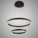 Lustra LED suspendata cu telecomanda OLATHE 180W, 2 Cercuri, lumina Rece/Calda/Neutra, Dimabila, Maro, Inaltime Reglabila