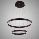 Lustra LED suspendata cu telecomanda OLATHE 180W, 2 Cercuri, lumina Rece/Calda/Neutra, Dimabila, Maro, Inaltime Reglabila