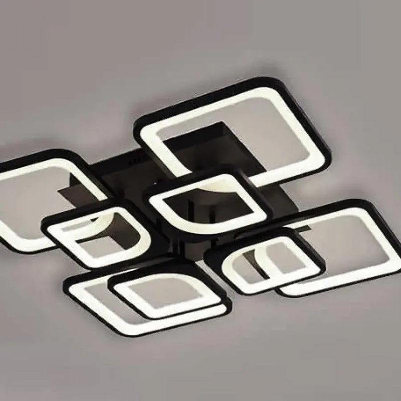 Lustra LED cu telecomanda FELY 192W, 8 Patrate, lumina Rece/Calda/Neutra, Dimabila, Alb