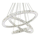 Lustra LED suspendata cu telecomanda si cristal TEATRU 36W, 3 Cercuri, lumina Rece/Calda/Neutra, Dimabila, Crom Lucios, Inaltime Reglabila