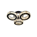 Lustra LED cu telecomanda si cristal TIMOTEI 30W, 3 Cercuri, lumina Rece/Calda/Neutra, Dimabila, Crom Lucios Negru