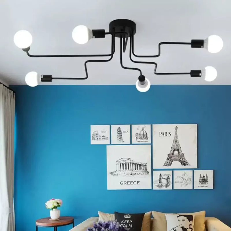 Lustra MODERNIST Hexa 6, 6x E27, Negru, Design Modern