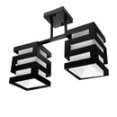 Lustra Lemn VANJA cu Abajur Patrat 2 X Dulie E27 Alb Negru