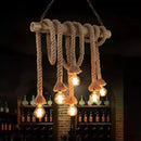 Lustra NIDIA, 6*E27, Maro, Bambus si Franghie