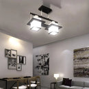 Lustra Clasica Aramis cu Lemn Abajur Patrat 2X E27 Alb Negru