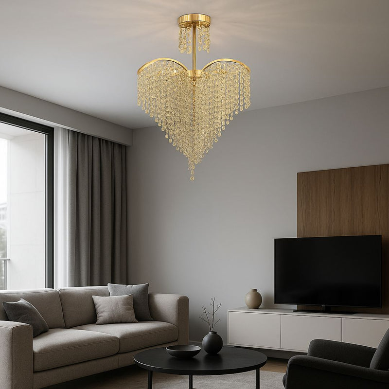 Candelabru Cristal CONWY Eleganza, 4xE27, Diametru 47cm, Auriu