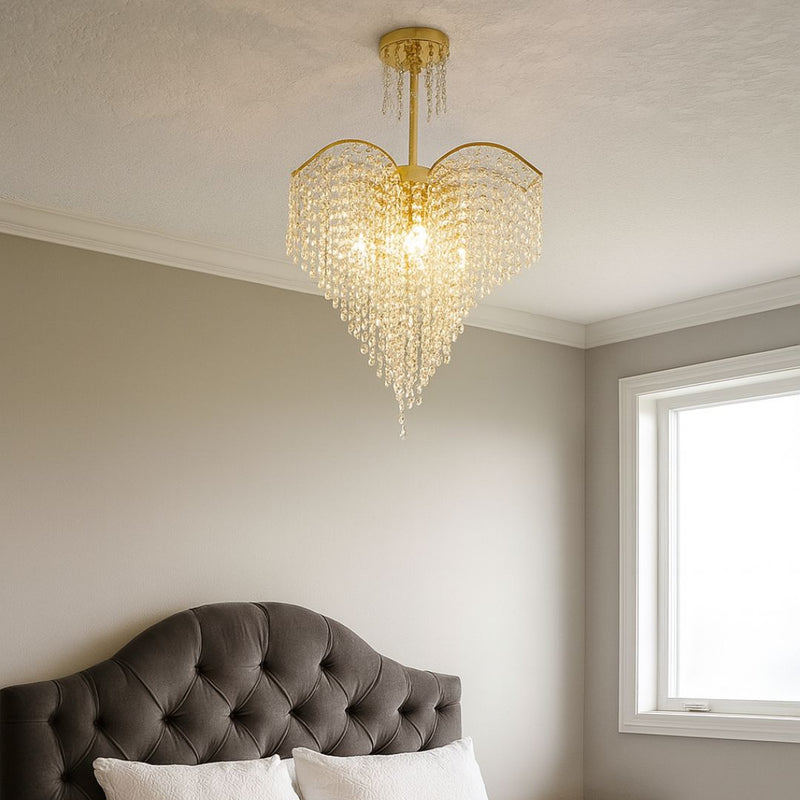 Candelabru Cristal CONWY Eleganza, 4xE27, Diametru 47cm, Auriu