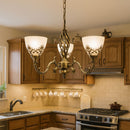 Lustra VINTAGE, tip Pendul cu brate, COTTAGE, Circulara, 3xE27, Sticla si Metal, Bronz