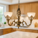 Lustra VINTAGE, tip Pendul cu brate, COTTAGE, Circulara, 3xE27, Sticla si Metal, Bronz